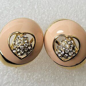 Peach Pink Enamelled Earrings Small Earrings Soft Pink Earrings